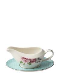 Wavy Rose Gravy Boat With Saucer 350ML - White