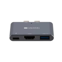Canyon DS-1 Multiport Docking Station With 3 Port With Thunderbolt 3 Dual Type C Male Port 1 Thunderbolt 3 FEMALE+1 HDMI+1 USB3.0. Input 100-240V