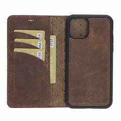 Bouletta Handmade Genuine Leather Protective Magnetic Detachable Wallet Phone Case With Rfid Protection For Apple Iphone 11 Xi 6.1" Roasted Coffee Brown
