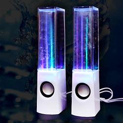 LED Light Dancing Water Speakers Fountain Music For Desktop Laptop Computer PC USB Powered Stereo Speakers 3.5MM Audio White Line-in Speakers