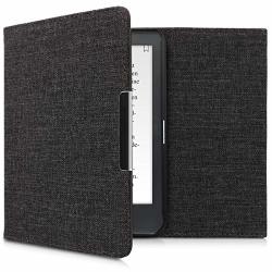 Kwmobile Case For Kobo Clara HD - Book Style Fabric Protective E-reader Cover Flip Folio Case - Dark Grey