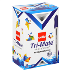 Cello Trimate Medium Point Pen 1.0MM Box Of 50 Colour: Blue Retail Packaging No Warranty