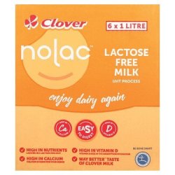 Clover Nolac Uht Lactose Free Milk 1L 6 X 1L