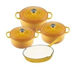7 Piece Cast Iron Cookware pots - Mustard