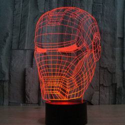3d Iron Man Mask Illusion Led Night Light 7colors Changing Novelty Touch Control Table Lights Lamp