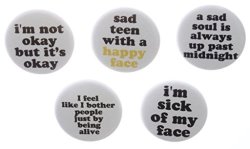Set 5 Sad Emo Punk Goth Teen Life Quotes 1.25" Pinback Buttons Pins Lonely Soul