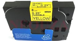Black On Yellow Flexible Label Tape Compatible For BrOther Tze Tz FX611 TZ-FX611 Tze-fx 611 P-touch 6MMX12MM 0.25"X26.2