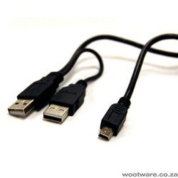 2XUSB To MINI USB 1M - Powered
