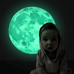 Hiltow Kids Moon Stars Glow In The Dark Sticker Night Luminous Room Wall Decal Stickers Home Decoration DIAMETER:11.9 Inches