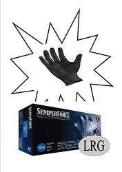 Semperforce Black Nitrile Exam Gloves Size Large 100 Per Box