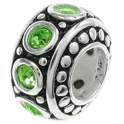 Dreambell 925 Sterling Silver Round Birthday August Light Green Cz Crystal Bead For European Charm Bracelets