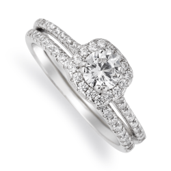 Sterling Silver Cubic Zirconia Cushion Twin Ring