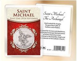 St Michael The Archangel Pocket handbag Token With Holy Card