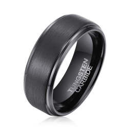 Men's Step Brushed Black Tungsten Ring OY-R-200 - 13