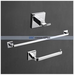 Robe Hook Towel Ring & Towel Bar 3-piece Bath Collection Set Chrome Finished Brass Metal ..