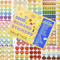 Youngever 5800 Teacher Stickers For Kids Reward Stickers Mega Variety Pack Incentive Stickers For Teacher Supplies Classroom Supplies 18 Design Styles Including 3D Heart
