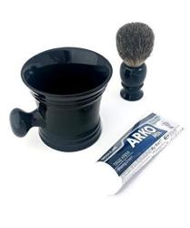 100% Pure Badger Hair Shaving Brush With Ceramic Apothecary Mug And Arko Cream