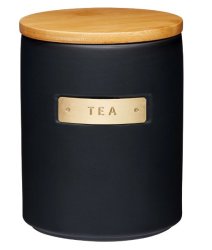 Kitchen Craft Masterclass Matt Black Ceramic Storage Jar Tea