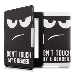 Kwmobile Elegant Synthetic Leather Case For The Amazon Kindle Paperwhite Design Don't Touch My E-reader In White Black