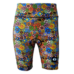 High Waist Ladies Cycling Shorts - Funky Flowers - Ladies S - 32