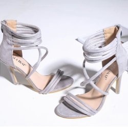 Lollipop Lingerie Sexy Suede Silver Strappy High Heels Shoes 4-UK-AND-RSA