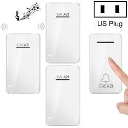 Cacazi FA8 One Button Three Receivers Self-powered Smart Home Wireless Doorbell Us Plug White