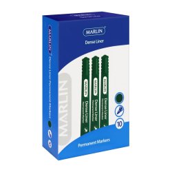 Marlin Dense Liners Permanent Markers 10'S Green Pack Of 10