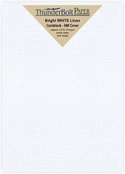 175 Bright White Linen 80 Cover Paper Sheets - 5" X 7" 5X7 Inches Photo|card|frame Size - 80 Lb pound Card Weight - Fine Linen