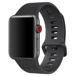 Silicone Apple Watch Band For Apple Watch 42MM Langte Silicone Apple Watch Band For Apple Watch Series 3 Series 2 Series 1 Sport Edition Type 1-BLACK