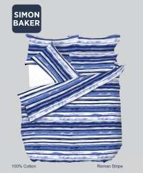 Simon Baker Roman Stripe Cotton Printed Duvet Cover Set Various Sizes - Multi Three Quarter 150CM X 200CM +1 Pillowcase 45CM X 70CM