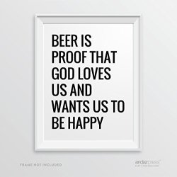 Andaz Press Wall Art Decor Sign 8.5 X 11-INCH Beer Is Proof That God Loves Us And Wants Us To Be Happy Benjamin Franklin