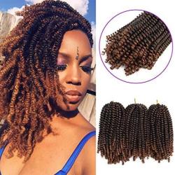 PACK 3 Spring Twist Hair Braiding Xpression Bomb Ombre Colors Braiding Crochet Synthetic Fluffy Hair Extensions 8INCH 110G T1B-30