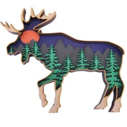 Arts And Crafts Wooden Multi Layered Paint Board Moose Elk