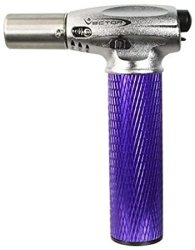 Vector Hyper Butane Torch 2 Flame Adjustable 6" Purple With Free Bakebros Silicone Container And Sticker
