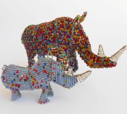 Rhino - African Beaded Wire Animal Sculpture - Large