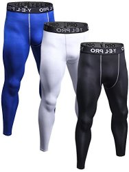 Yuerlian Men's Compression Cool Dry Baselayer Pants Wear Under Leggings Sports Tight 3 Pack