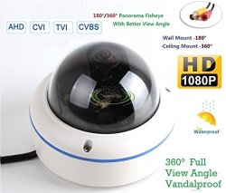 1080P 2.0MP 1/2.9 CMOS Outdoor Panorama HDCVI Dome Camera Video Security 180/360 Degree 1.7mm Fisheye Lens For CVR DVR Lens,Dome 