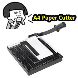 Professional A4 Office Home Guillotine Paper Cutter Paper Trimmer Machine Heavy Duty Metal Base 12 Sheet Capacity Us Stock A4-BLACK 32.5X25CM