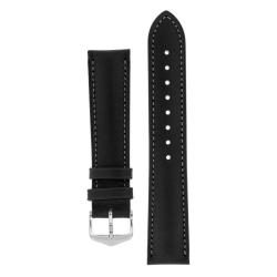 Kent Textured Natural Leather Watch Strap In Black - 22MM Silver