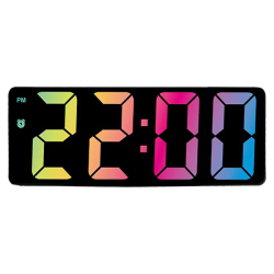 Rainbow Digital Alarm Clock - Black & Grey