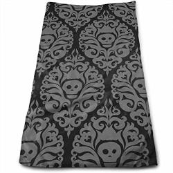 Niwaww Skull Spooky Damask Bath Towels For Bathroom-hotel-spa-kitchen-set - Circlet Egyptian Cotton - Highly Absorbent Hotel Quality Towels