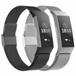 Poy Compatible For Fitbit Charge 3 Bands Replacement Wristbands For Fitbit Charge 3 Se Fitness Activity Tracker Metal Stainless Steel Bracelet Strap With Unique