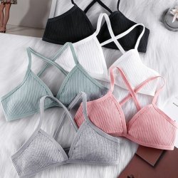 5 Pack Padless Comfortable Sports Bras Cross-strap Assorted Color Wireless Bras Women's Lingerie & Underwear