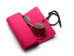 Felt Protective Zipper Case For Sunglasses Glasses Magenta
