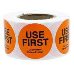 Hybsk 1.5 Inch Orange "use First" Trilingual Removable Label Total 500 Labels Per Roll