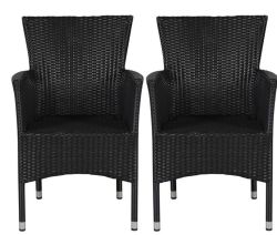 Garden Chair Stackable - 2PACK Black