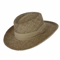 Men's Palm Braid Gambler Hat, Dk Natural / M