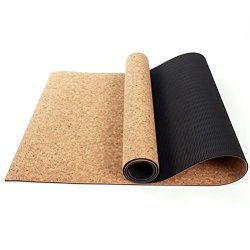 Qubabobo Non-slip Tpe + Natural Cork Yoga Mat For Exercise Outdoor Sports Fitness Pilates Workout With Carrying Bag And Thick 4MM 5MM 6MM