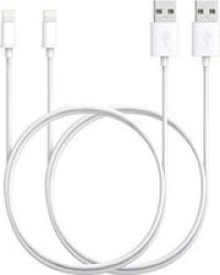 Iphone USB Charging Cable For Iphone 5 & 6 - White Pack Of 2