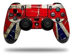 Vinyl Skin Wrap For Sony PS4 Dualshock Controller Painted Faded And Cracked Union Jack British Flag Controller Not Included